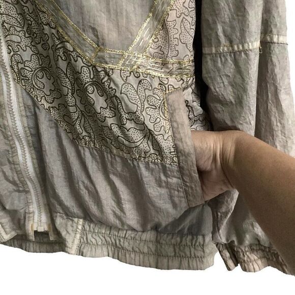 Vintage G4000 Gray Lace Windbreaker Jacket M/L  80s 90s Retro Full Zip Woman’s - Picture 10 of 12